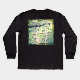 Antique Faded Watercolor on Wood Kids Long Sleeve T-Shirt